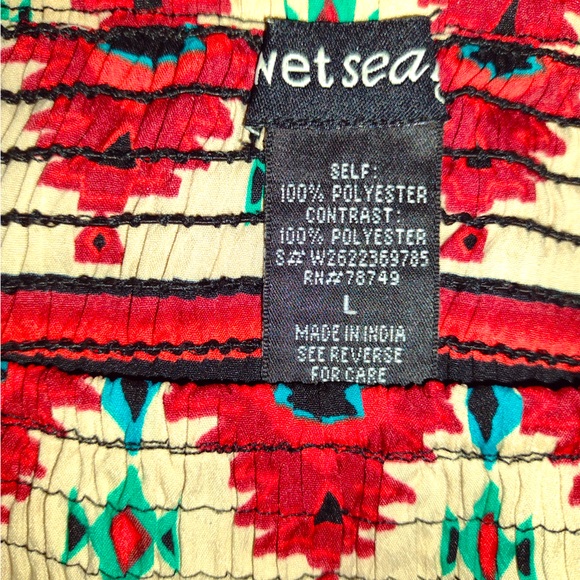 Wet Seal Aztec Bohemian Smocked Crop Top Cami Tank L Large - Picture 6 of 6